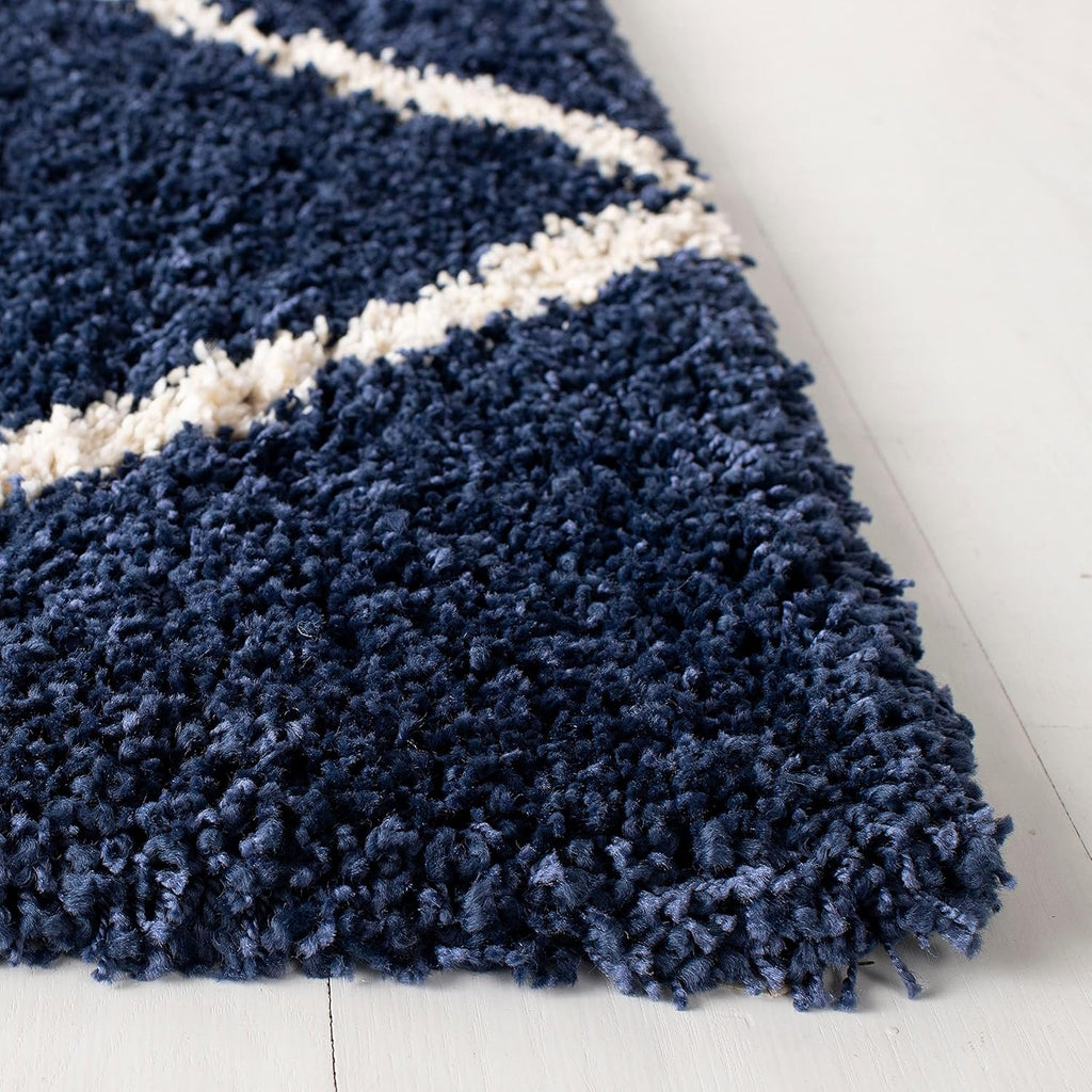 Diamond Pattern Blue Carpet & Rug