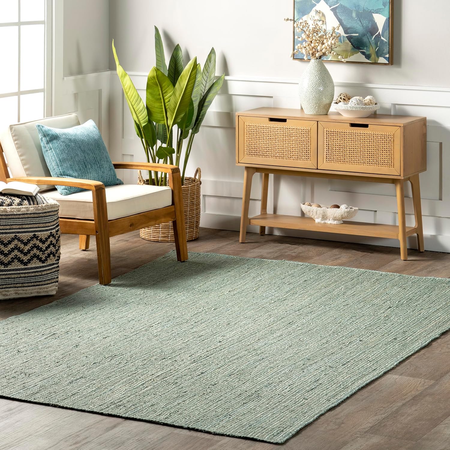 Soft Sage Handwoven Jute Carpet