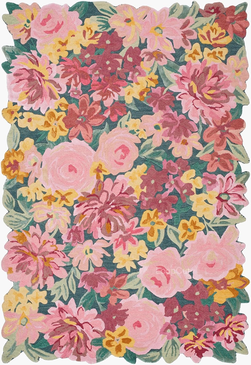 Irregular Floral Area Rug