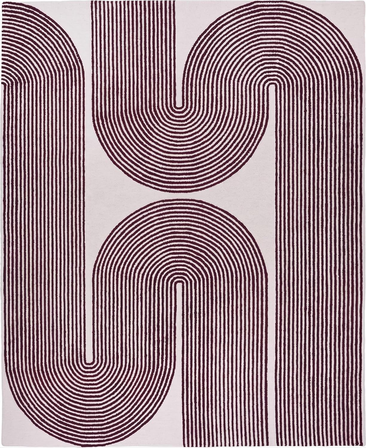 Burgundy Line Art Contemporary Rug