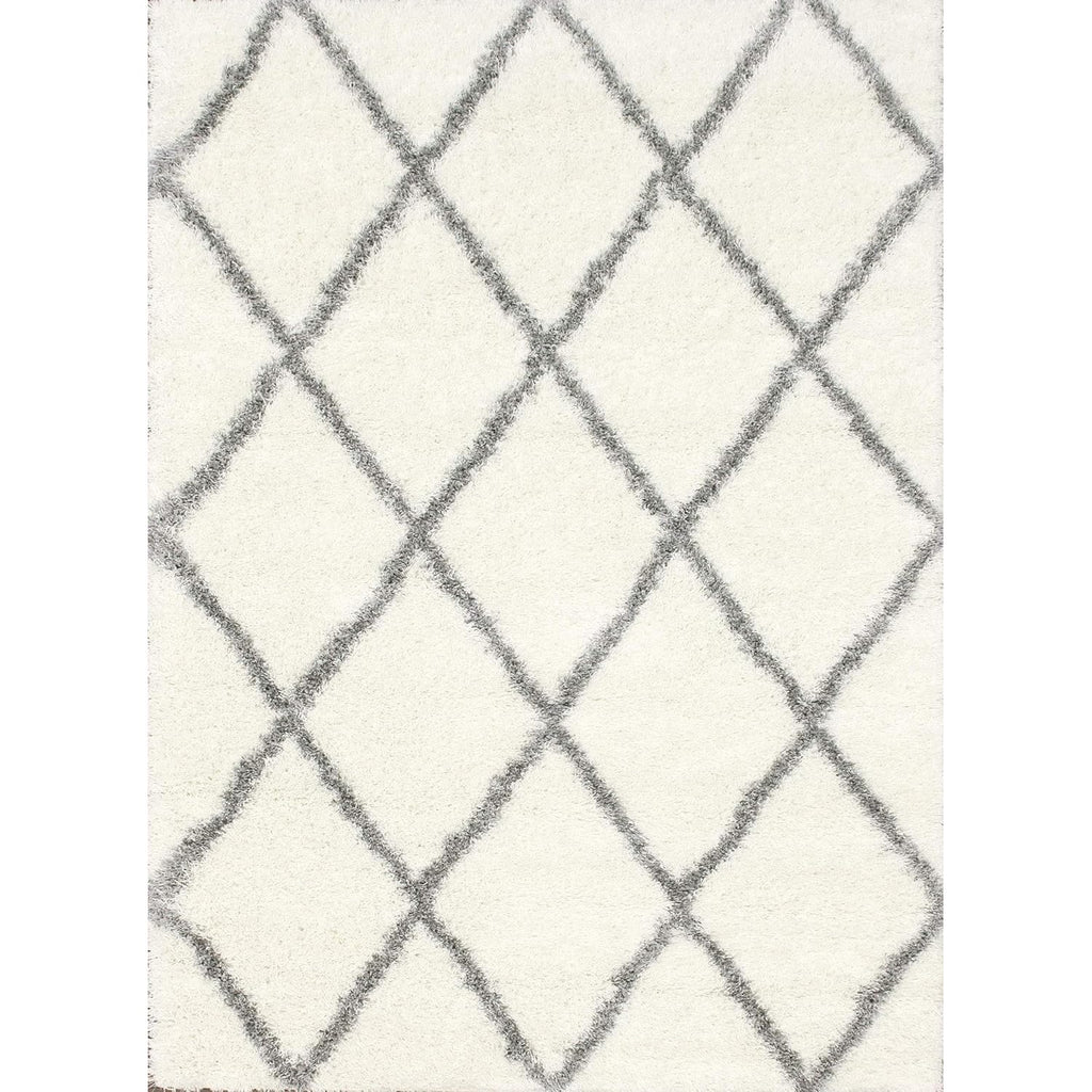 Diamond Pattern White Carpet & Rug