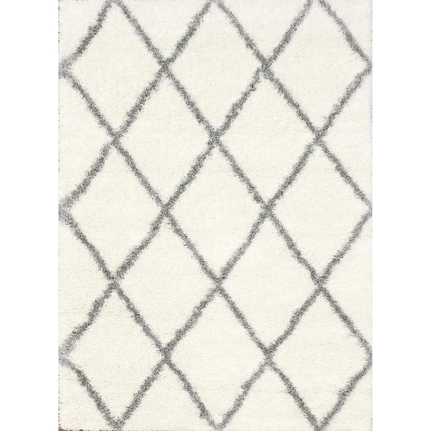 Diamond Pattern White Carpet & Rug