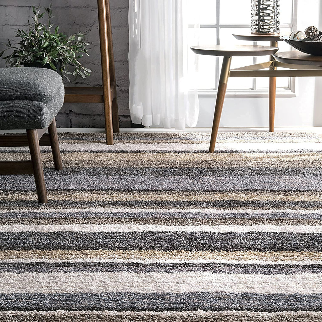 Grey & Beige Contemporary Living Room Carpet