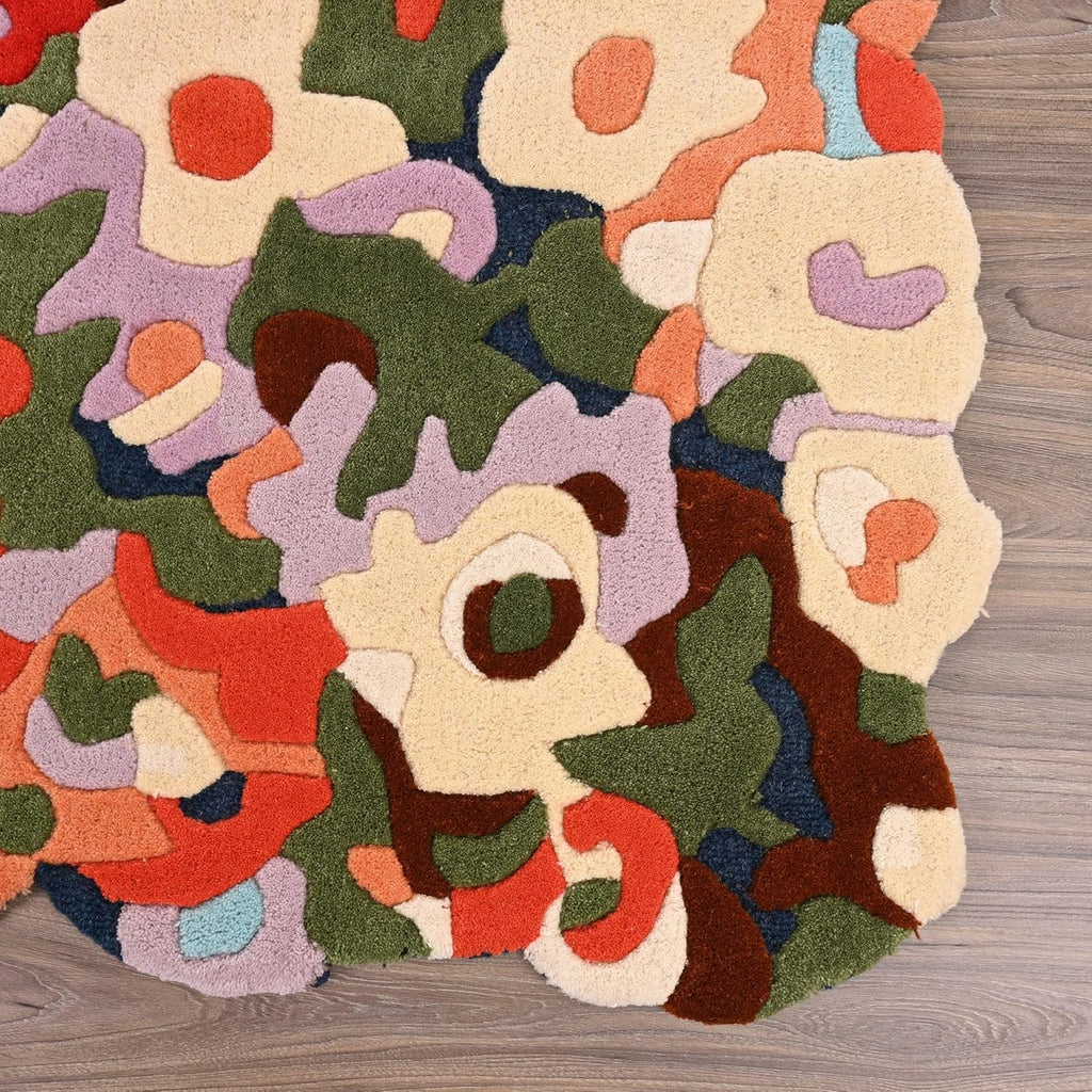 Vivid Retro Floral Mosaic Rug