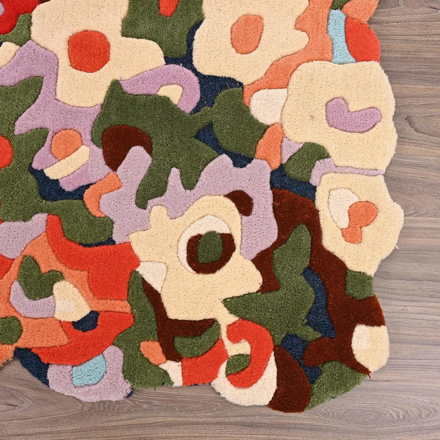 Vivid Retro Floral Mosaic Rug