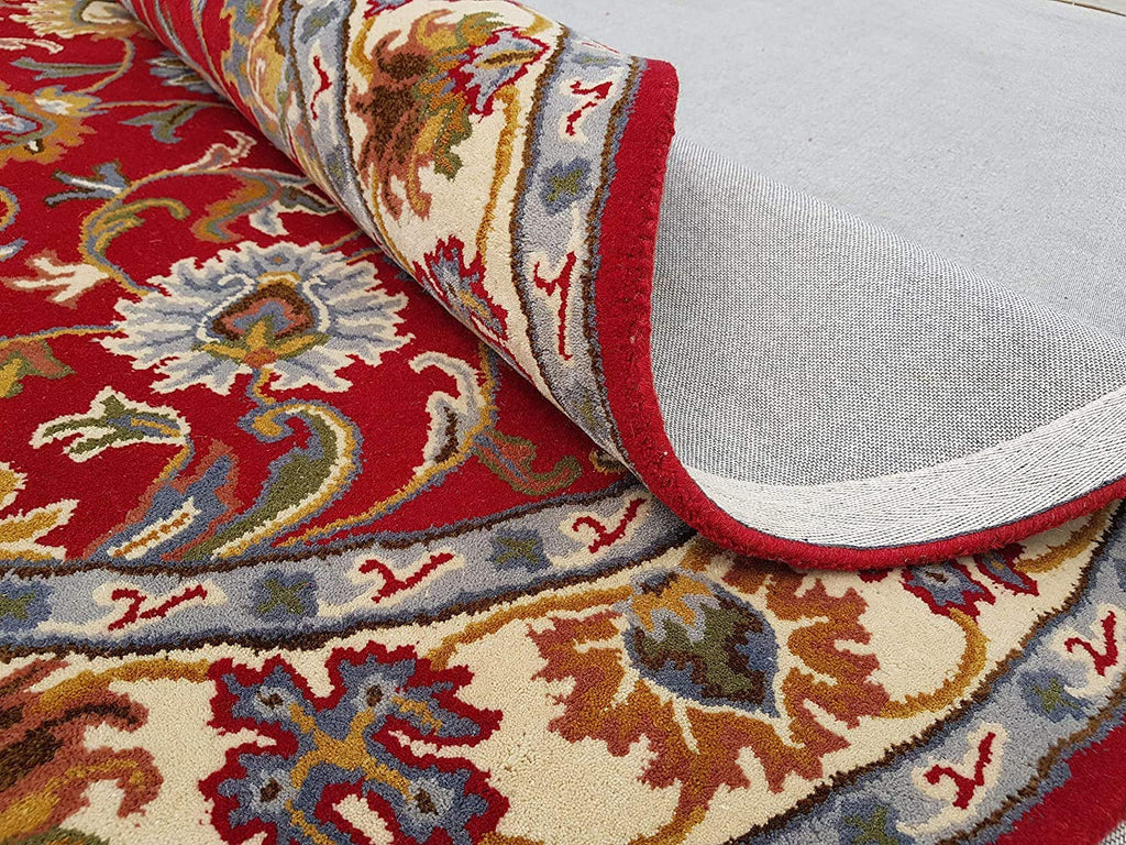 Export Quality Handmade Floral Woollen Round Carpet for Living Room