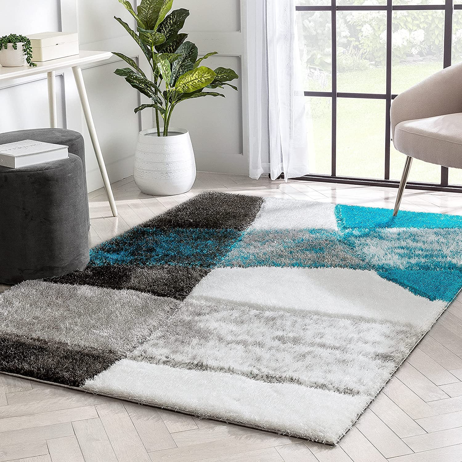 Modern Artistic White Carpet & Rug
