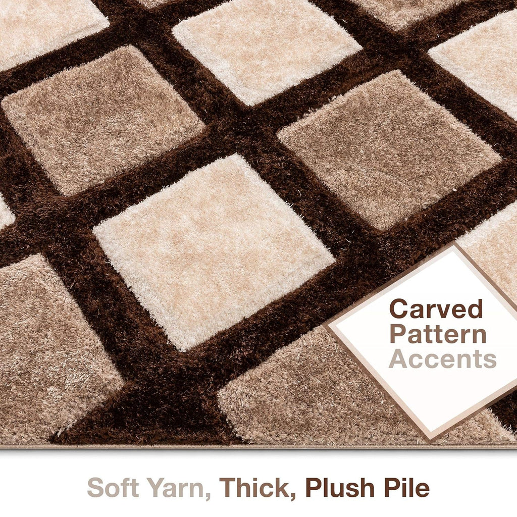 Brown Stylish diamond trellis design carpet & Rug