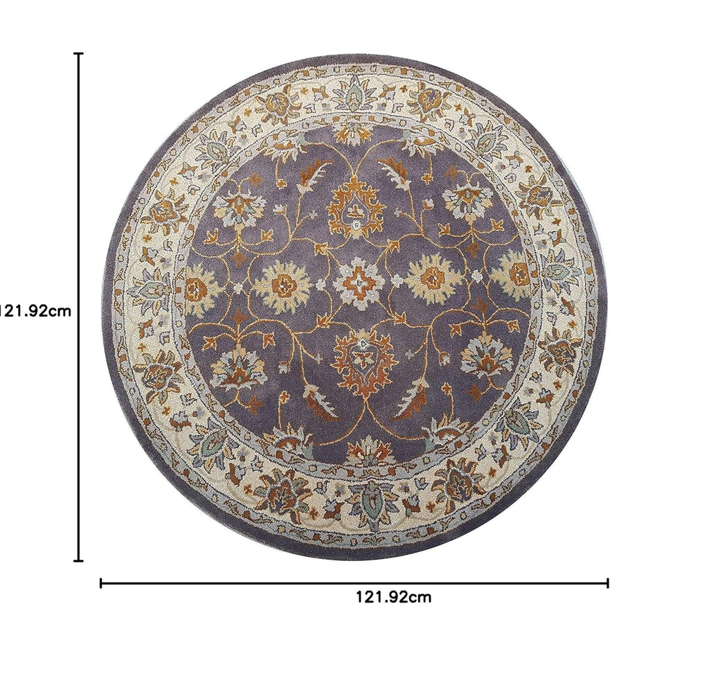 Export Quality Handmade Floral Woollen Round Carpet for Living Room