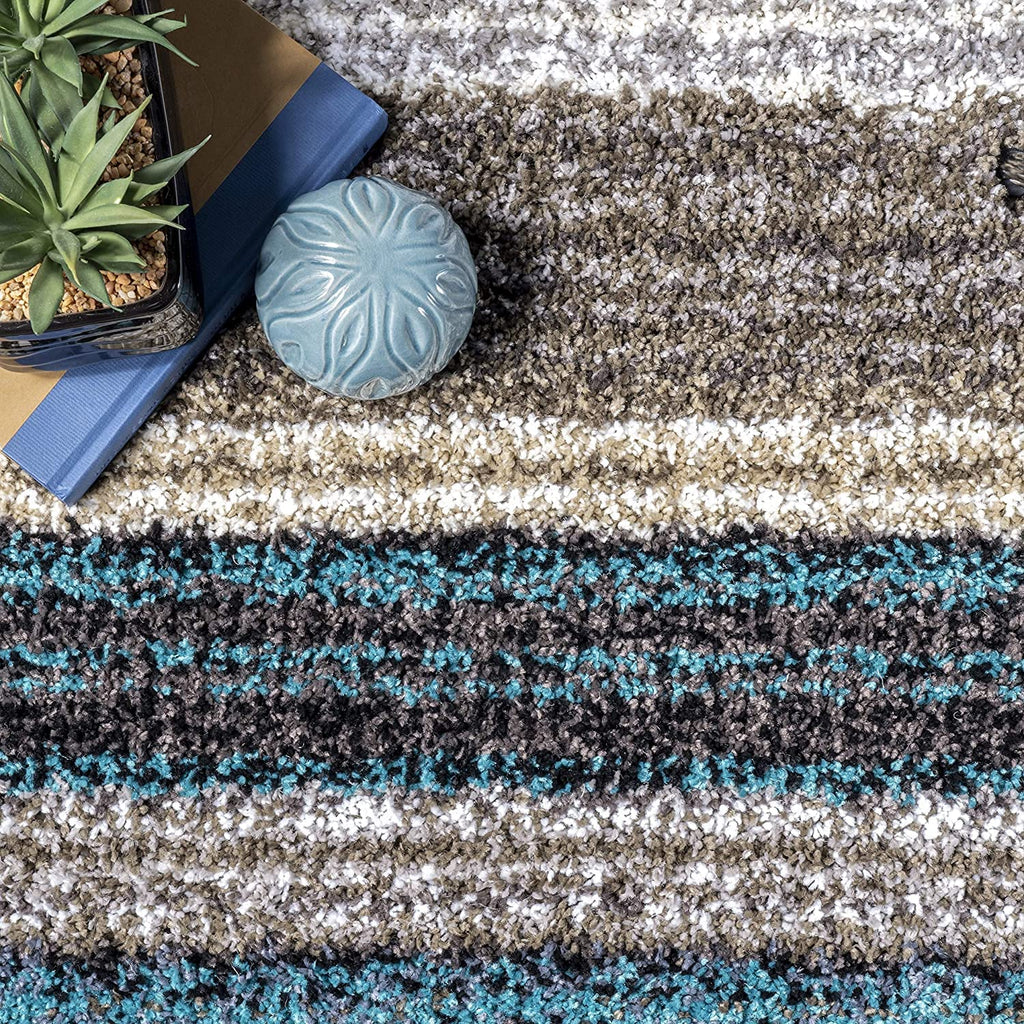 Designer Grey Teal Textured Floor Carpet