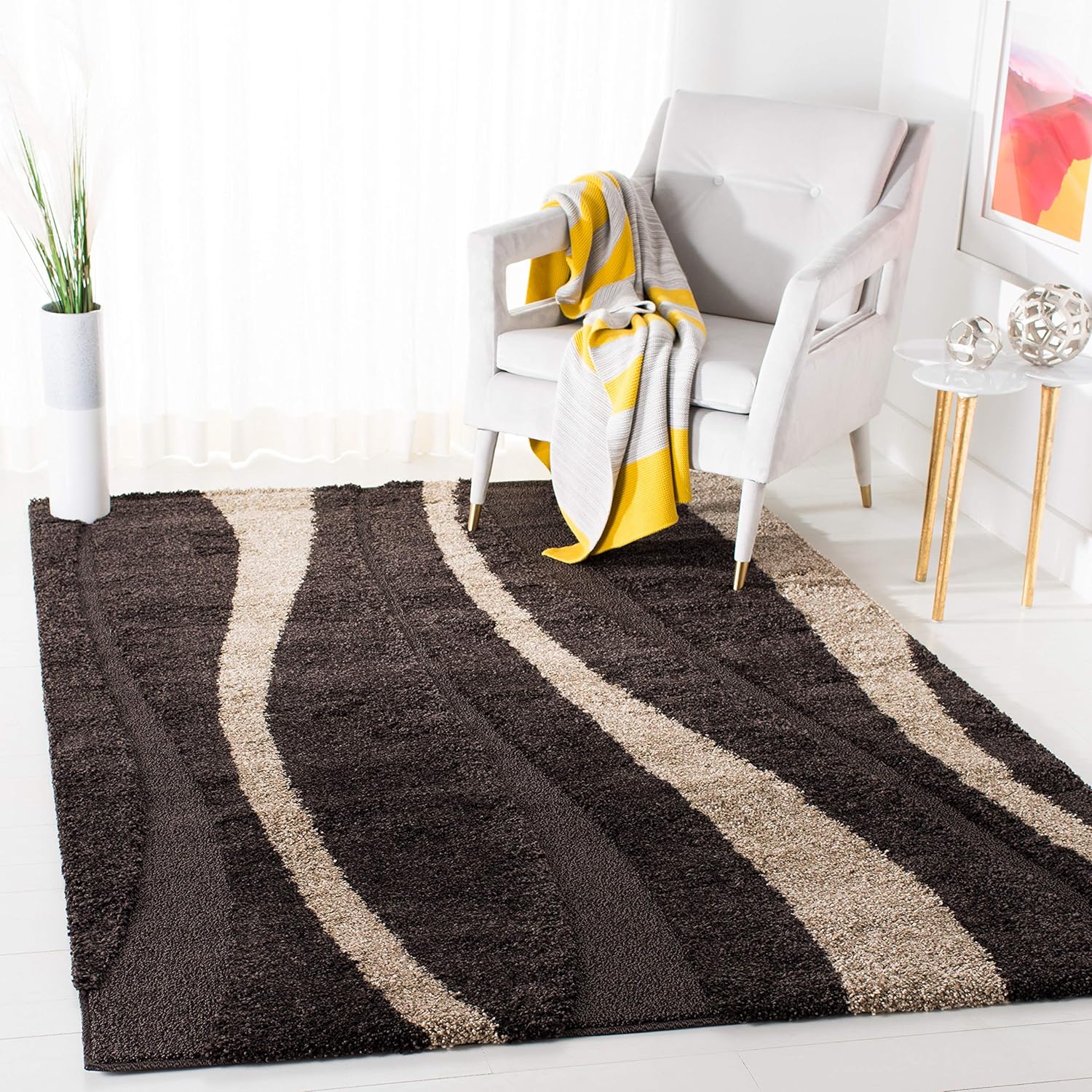 Luxury Shaggy Brown Carpet & Rug