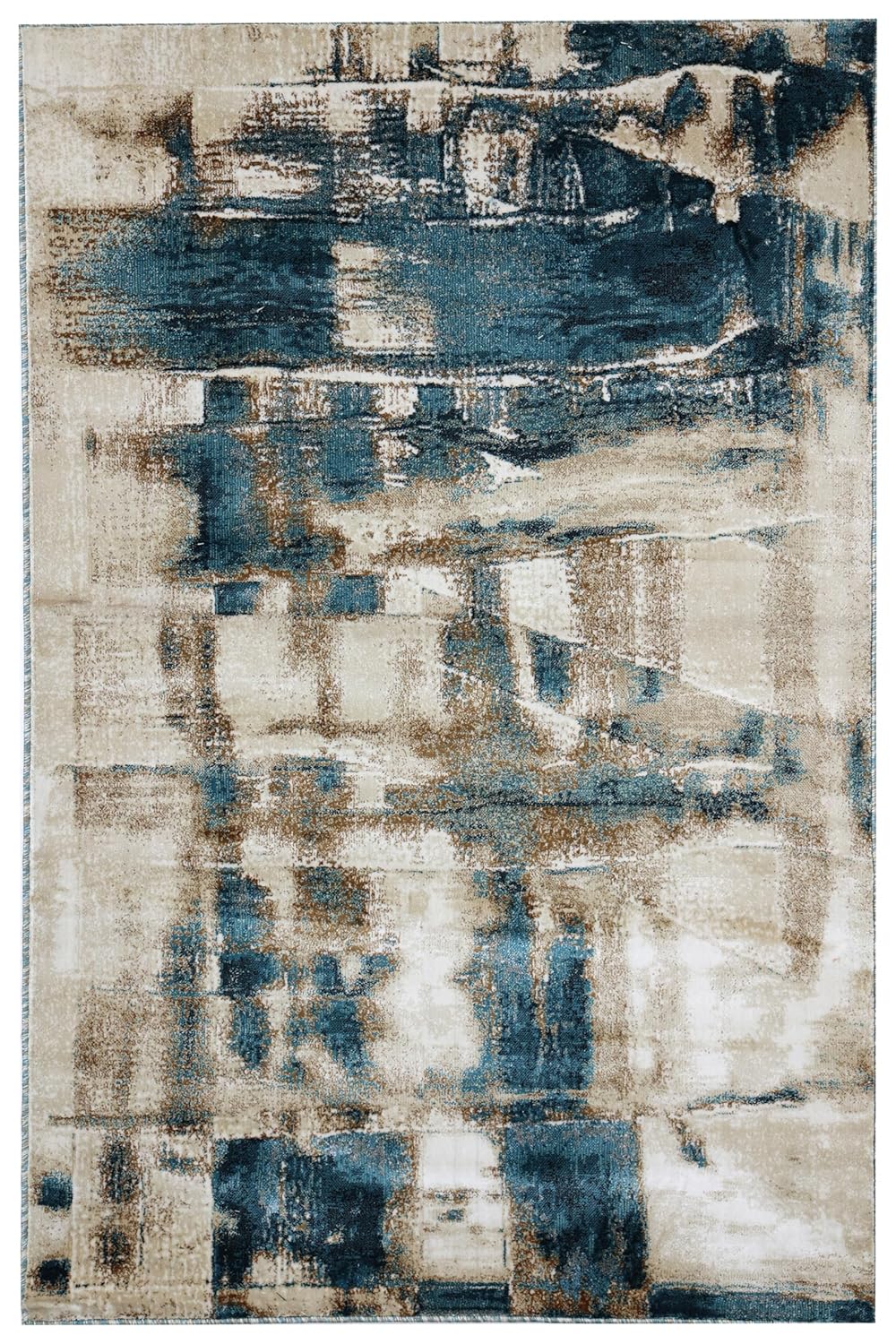 Luxury Abstract Rugs Blue Beige Contemporary Area Rugs