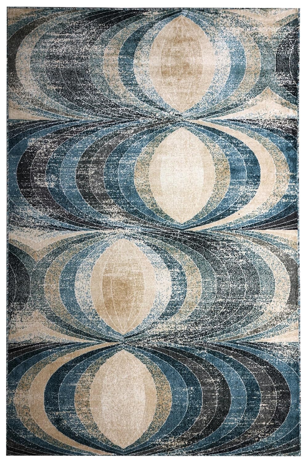 Contemporary Spiral Wave Pattern Designer Rug