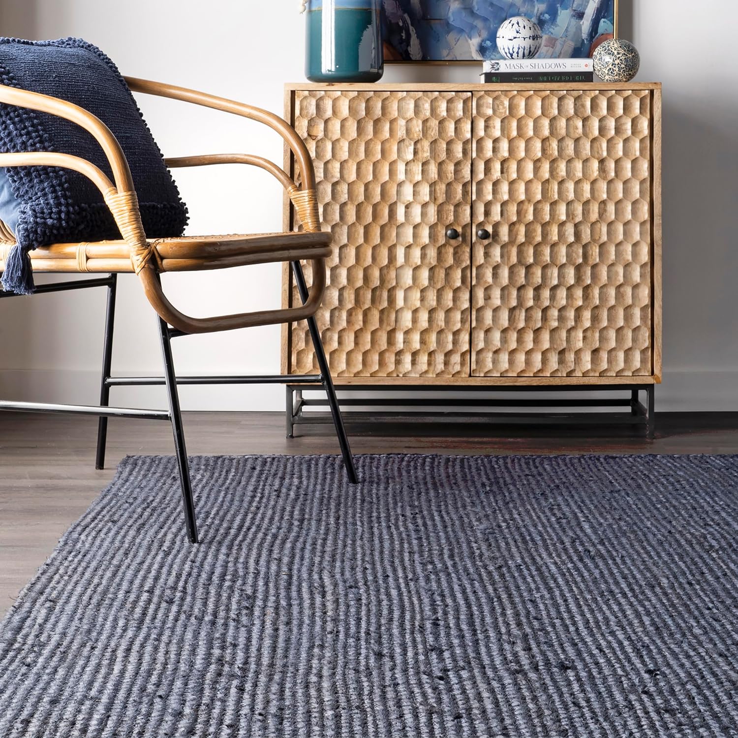 Charcoal Gray Handwoven Jute Rug