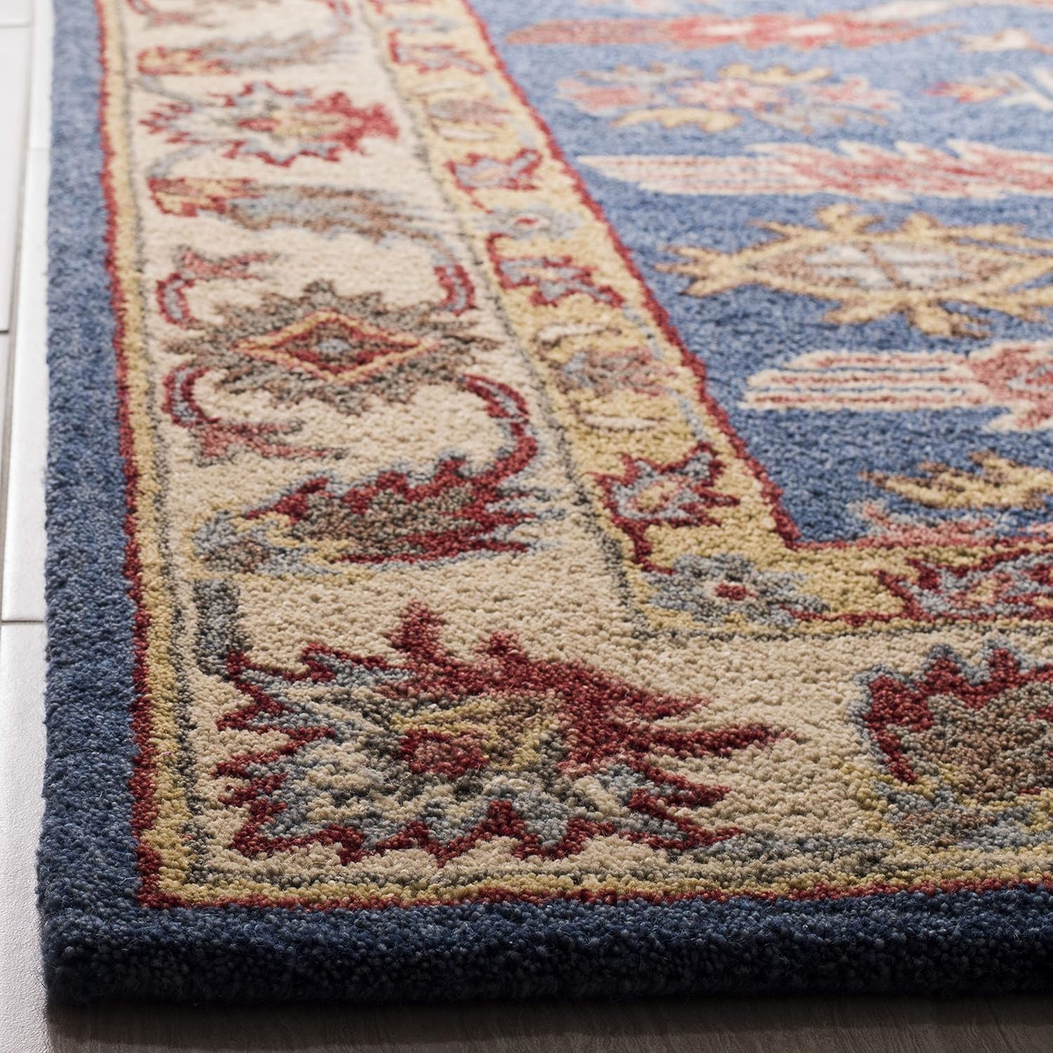 Blue Geometric Border Persian Carpet