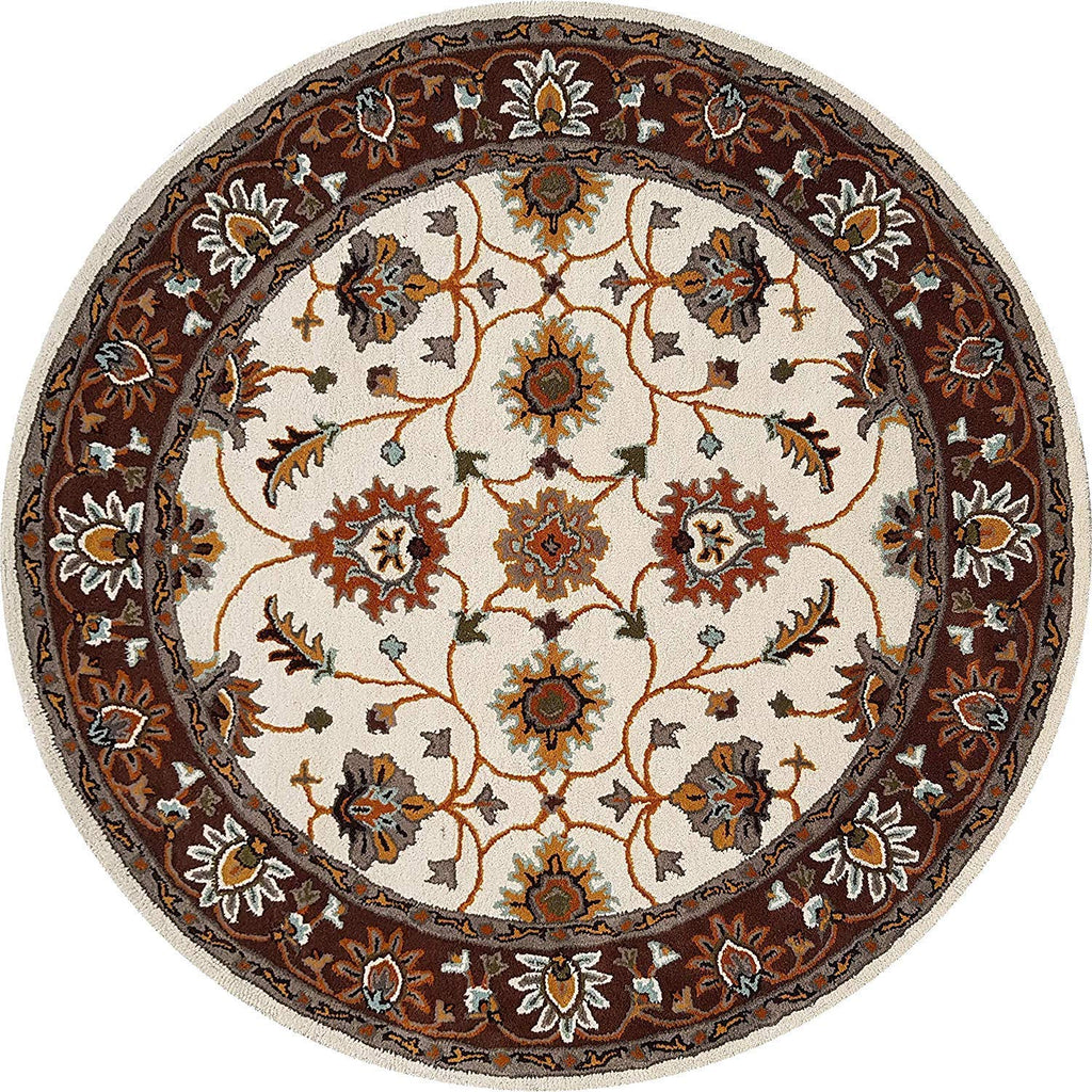 Export Quality Handmade Floral Woollen Round Carpet for Living Room