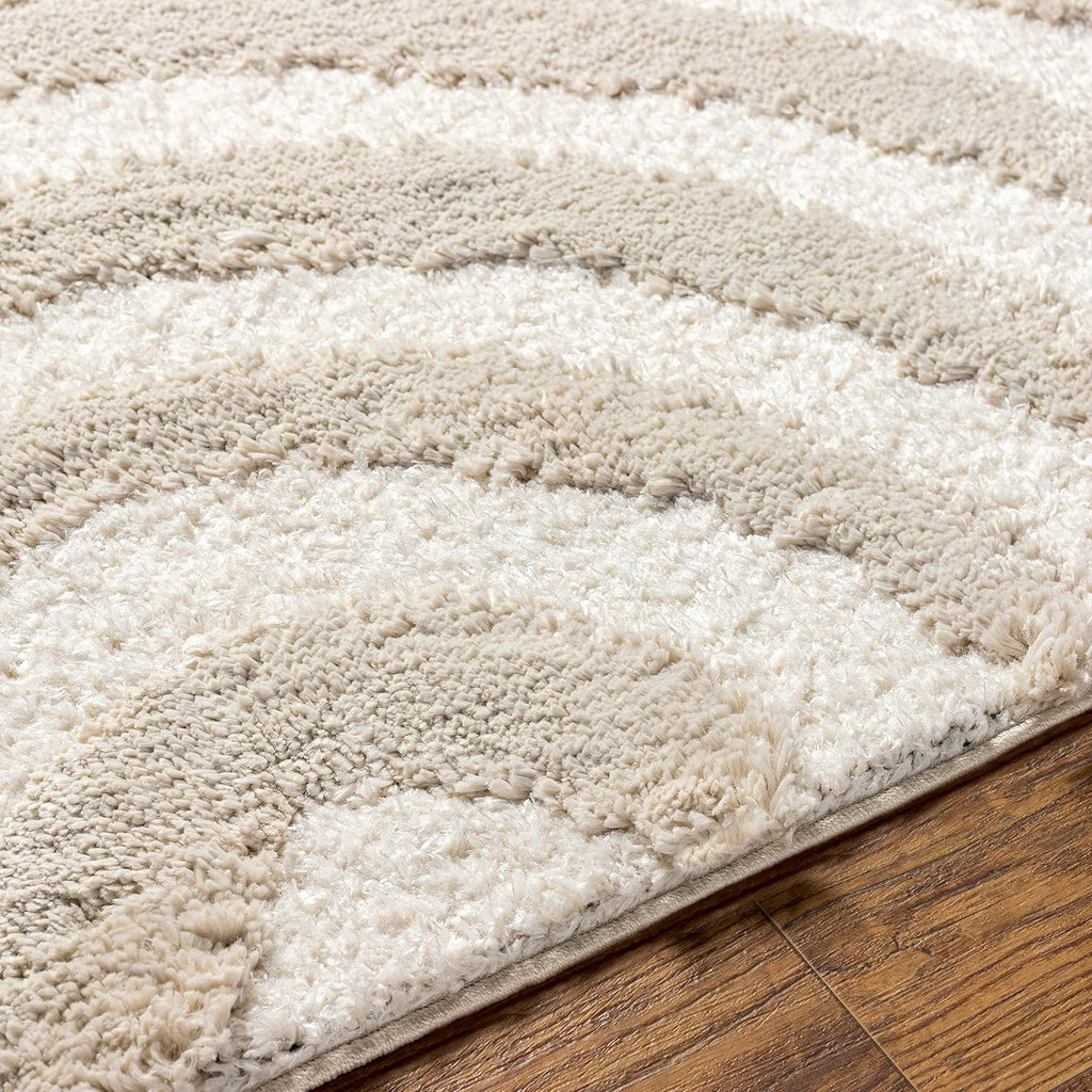 Contemporary Arc White Carpet & Rug