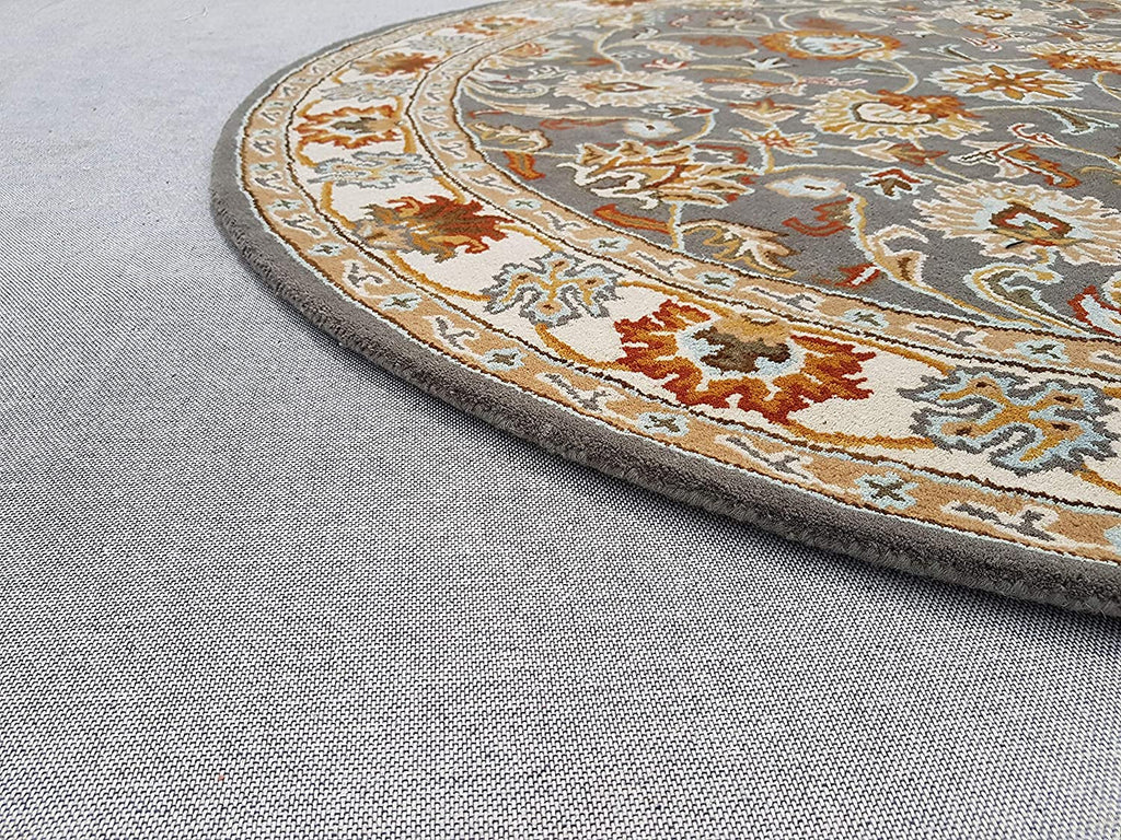 Export Quality Handmade Floral Woollen Round Carpet for Living Room