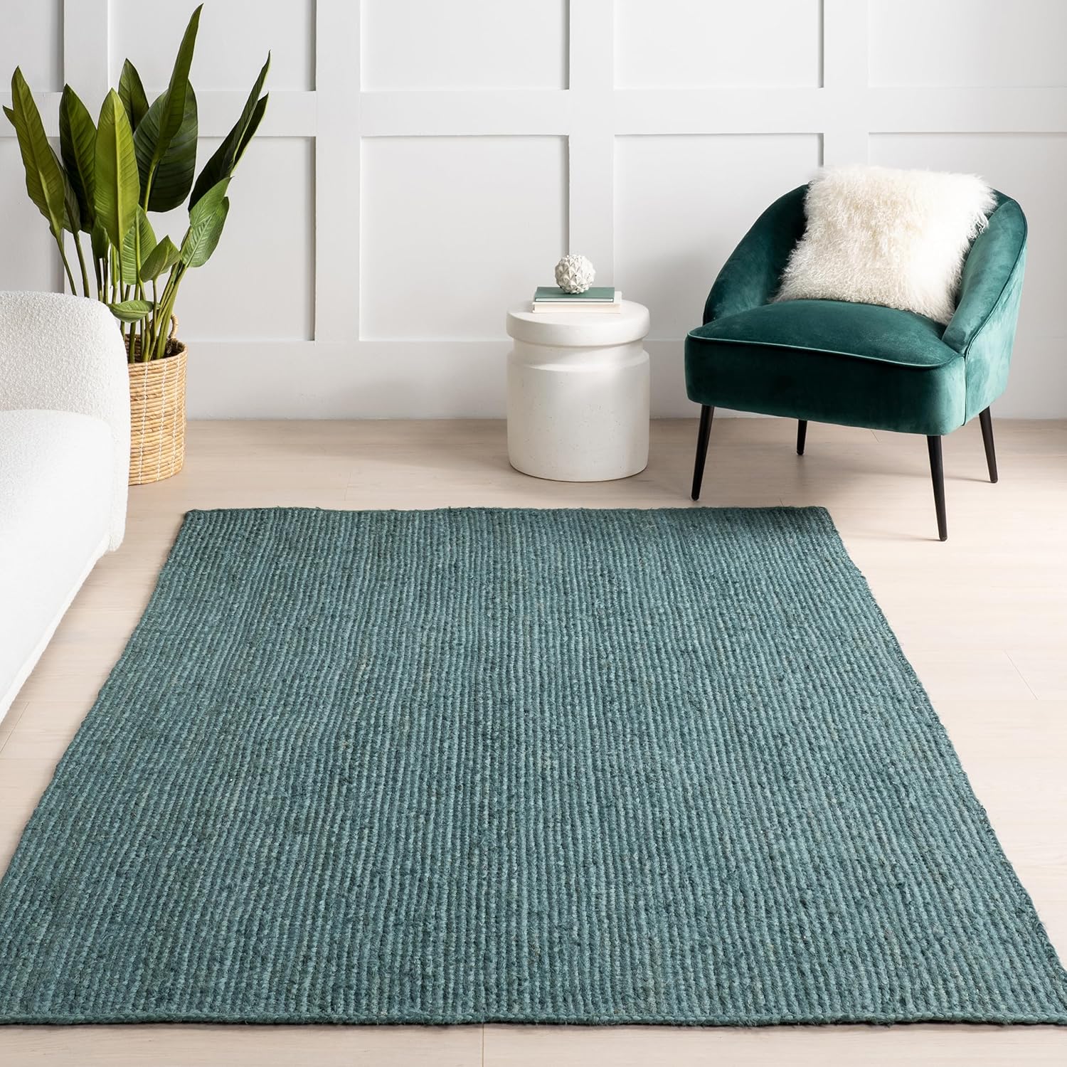 Teal Boho Jute Carpet
