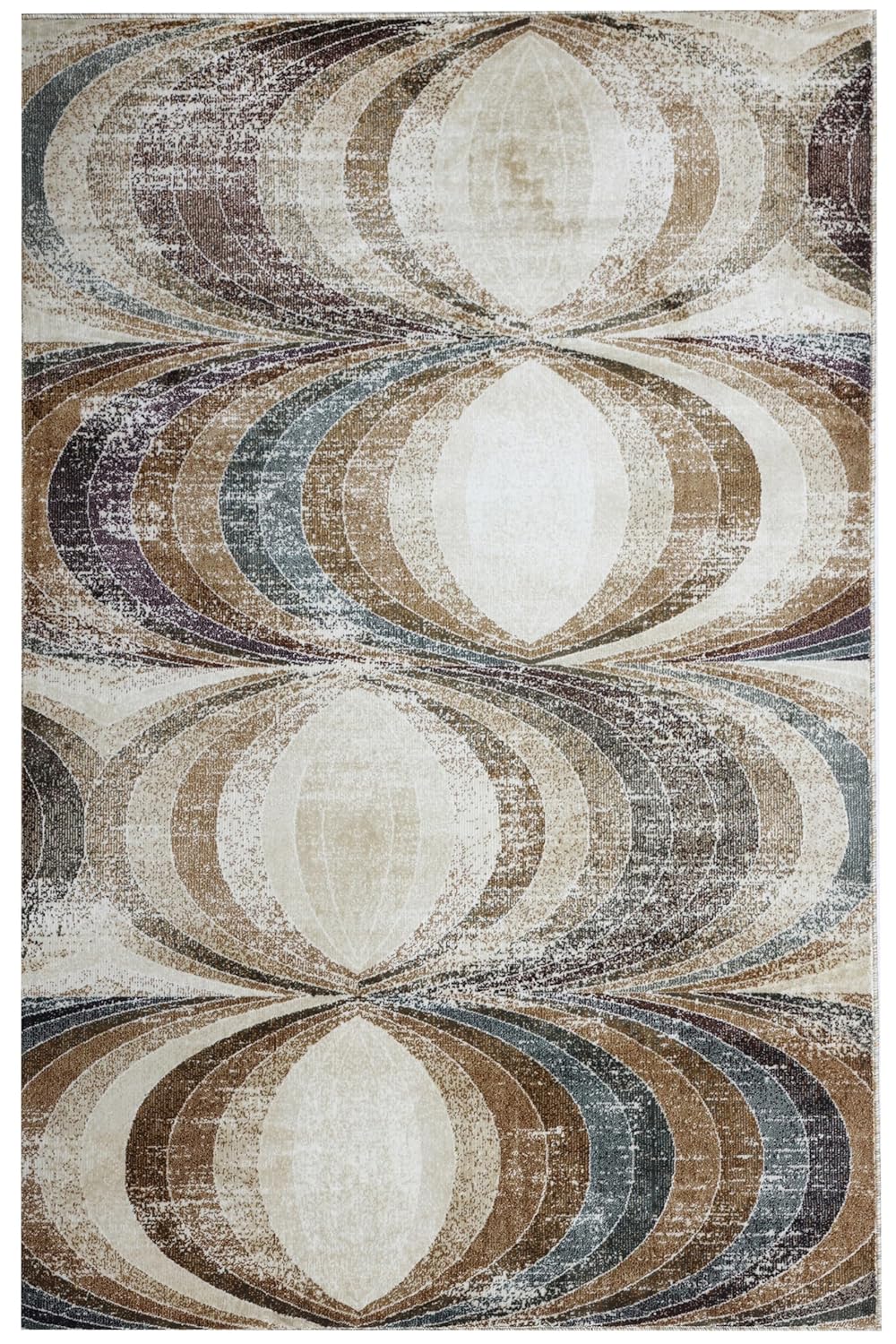 Abstract Floral Swirl Neutral Tone Area Rug