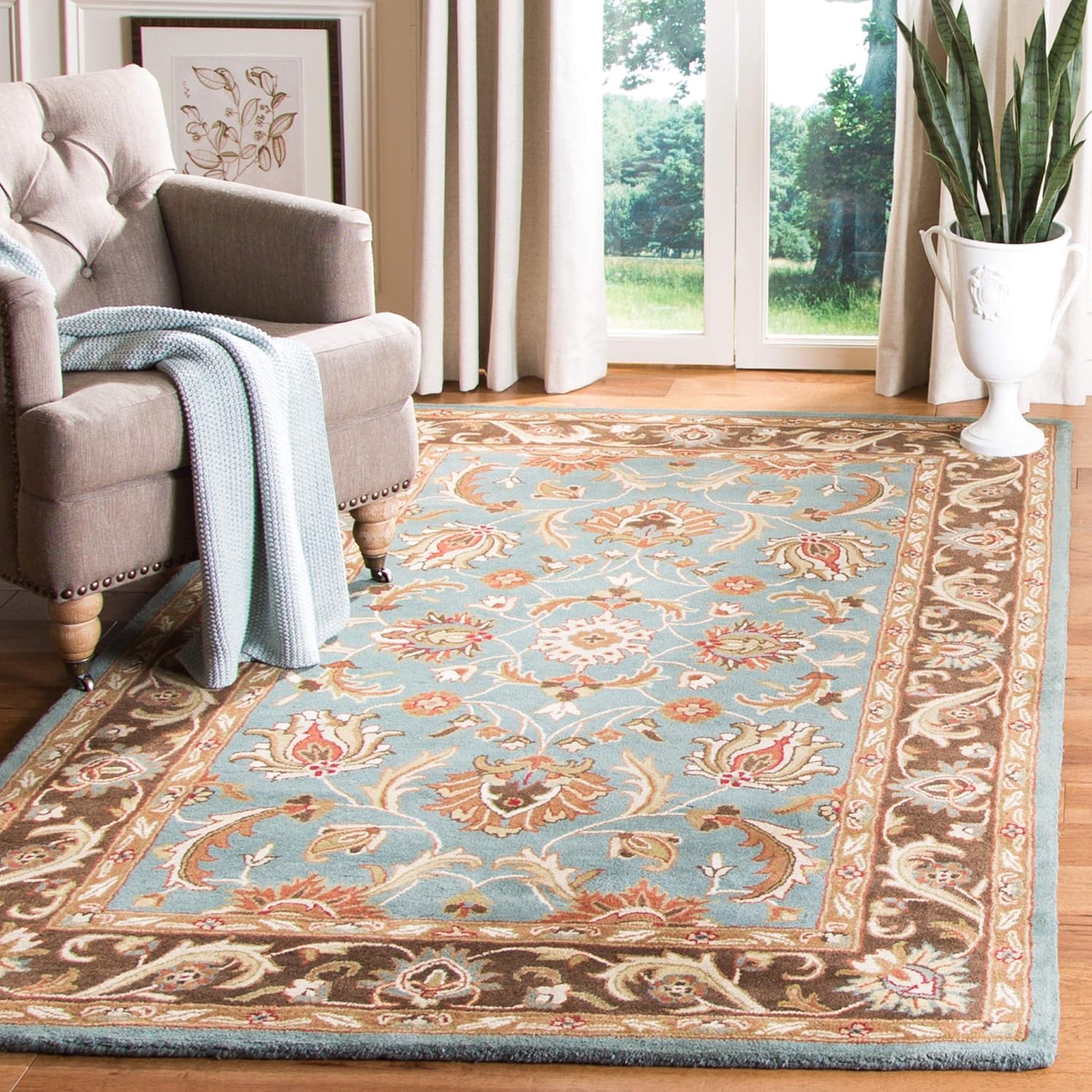 Refined Aqua Blue Persian Rug