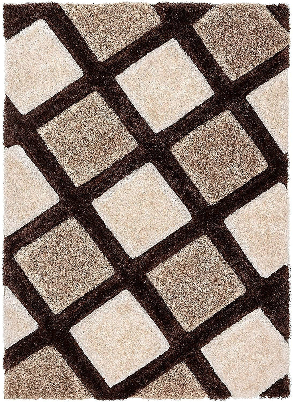 Brown Stylish diamond trellis design carpet & Rug