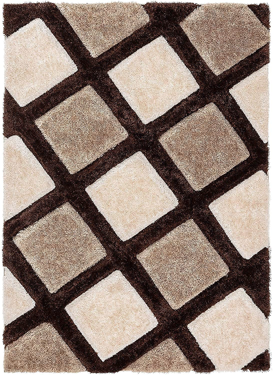 Brown Stylish diamond trellis design carpet & Rug