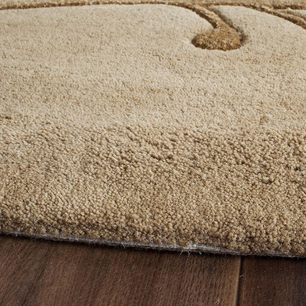 Beige Botanical Branch Round Carpet