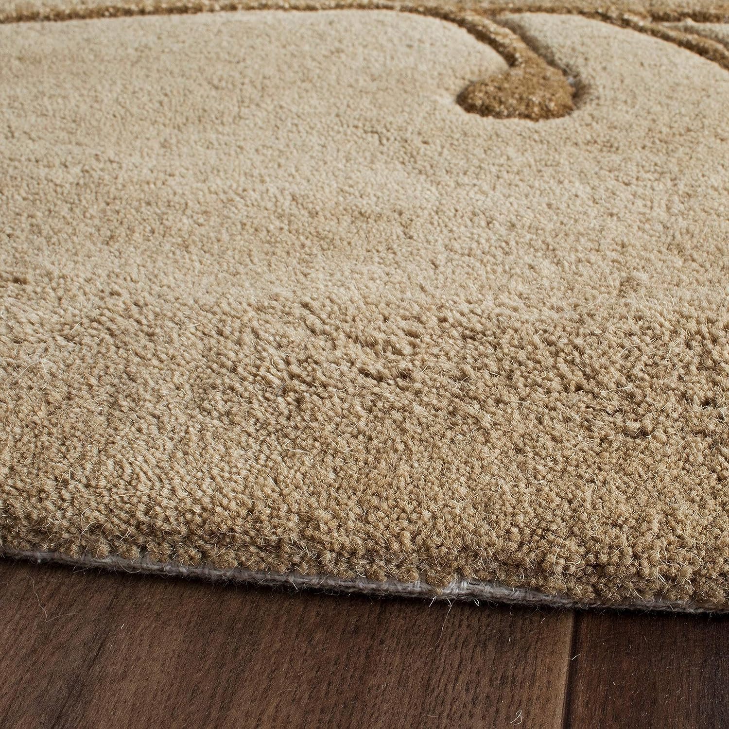 Beige Botanical Branch Round Carpet