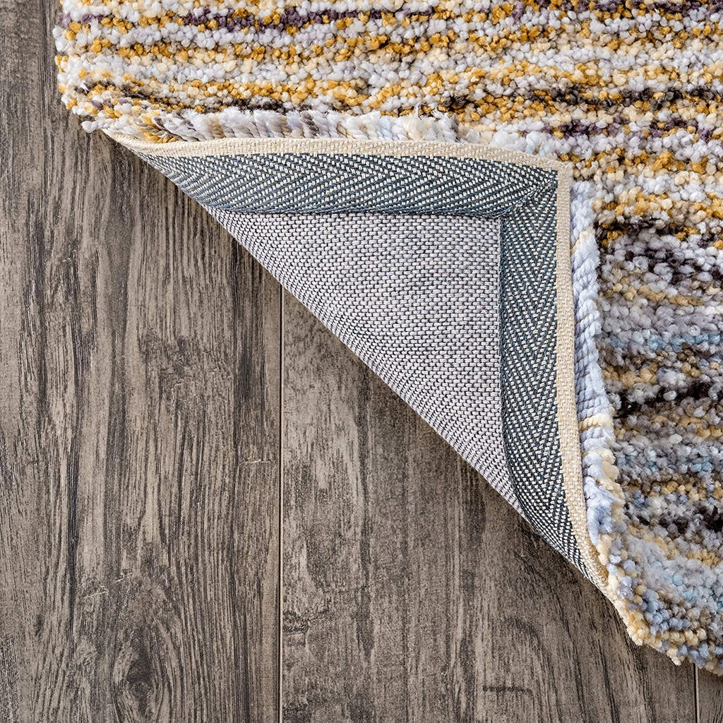 Contemporary Neutral Striped Floor Carpet