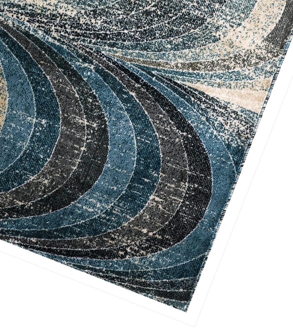 Contemporary Spiral Wave Pattern Designer Rug