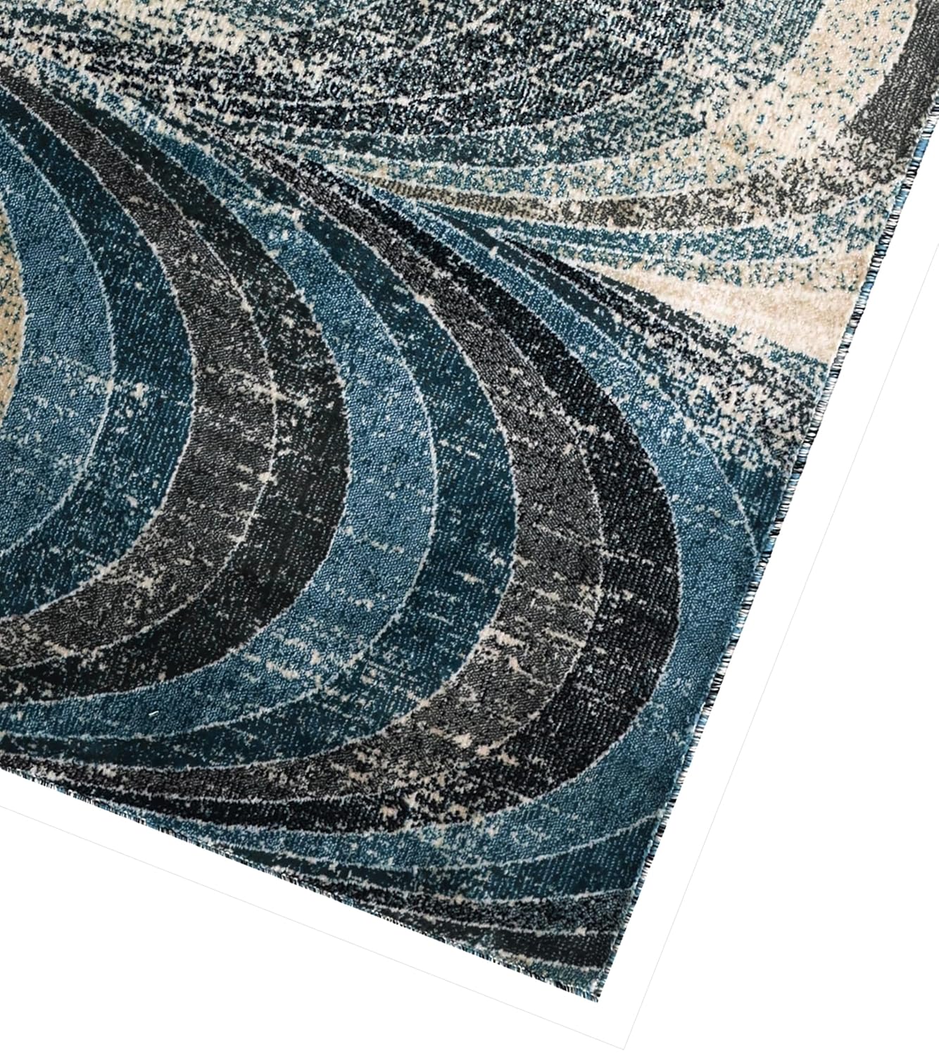 Contemporary Spiral Wave Pattern Designer Rug