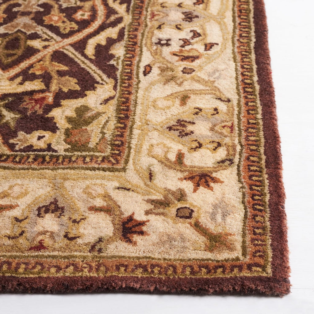 Brown Beige Floral Border Area Rug
