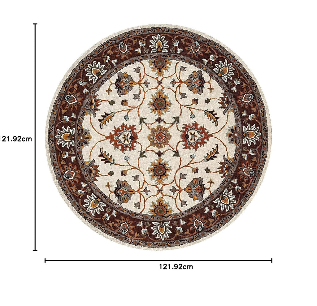 Export Quality Handmade Floral Woollen Round Carpet for Living Room