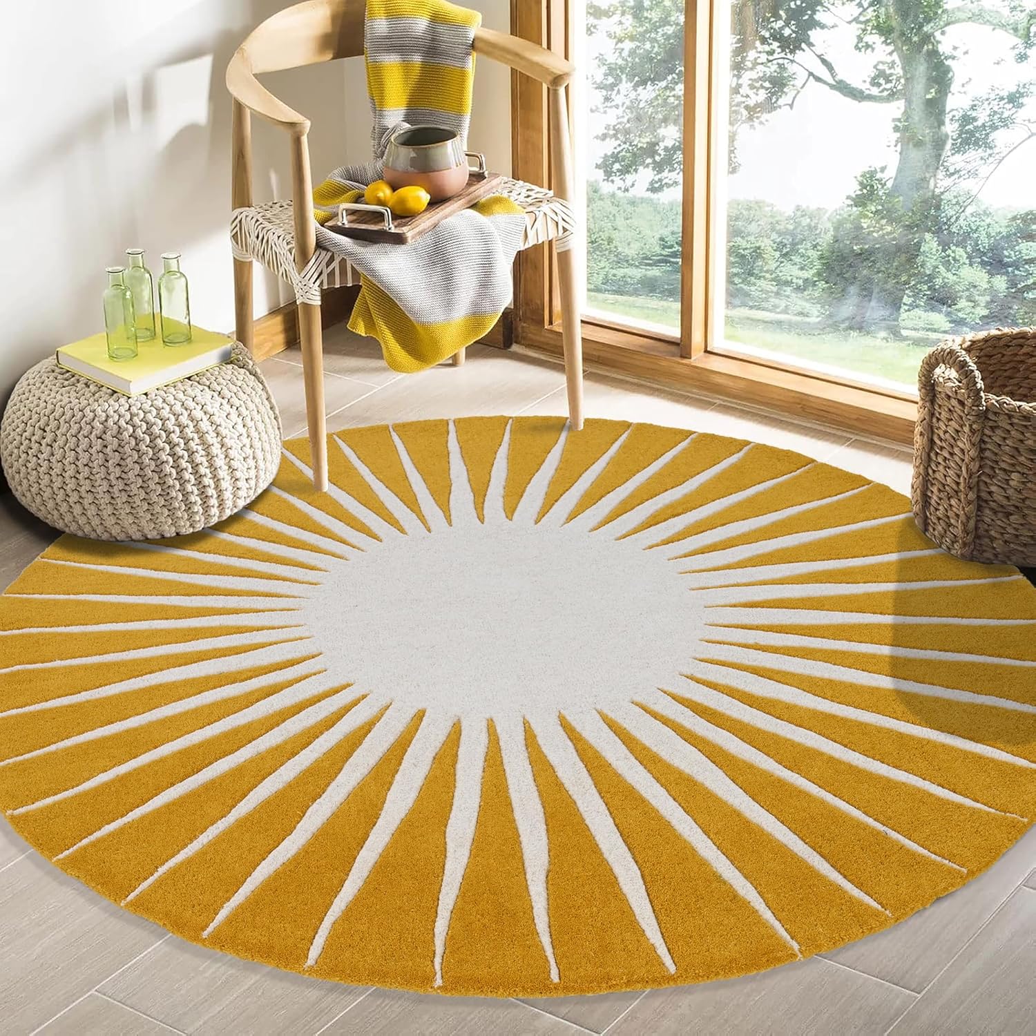 Export Quality Handmade Woollen Round Carpet – Elegant Living Room Floor Rug