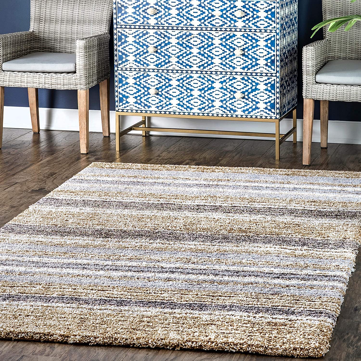Neutral Beige Contemporary Living Room Carpet