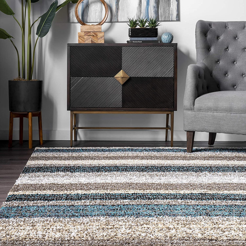 Designer Grey Teal Textured Floor Carpet
