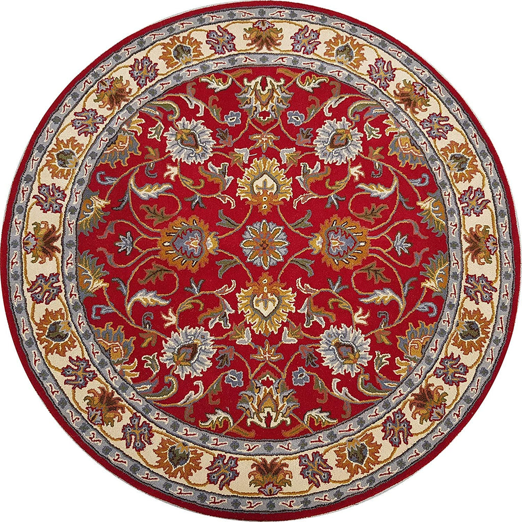 Export Quality Handmade Floral Woollen Round Carpet for Living Room