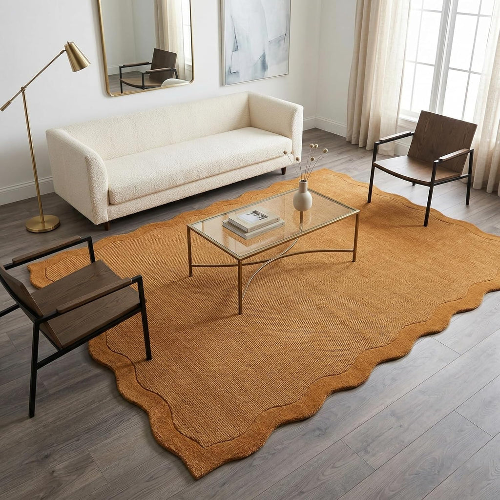 Organic Wave Edge Wool Area Rug