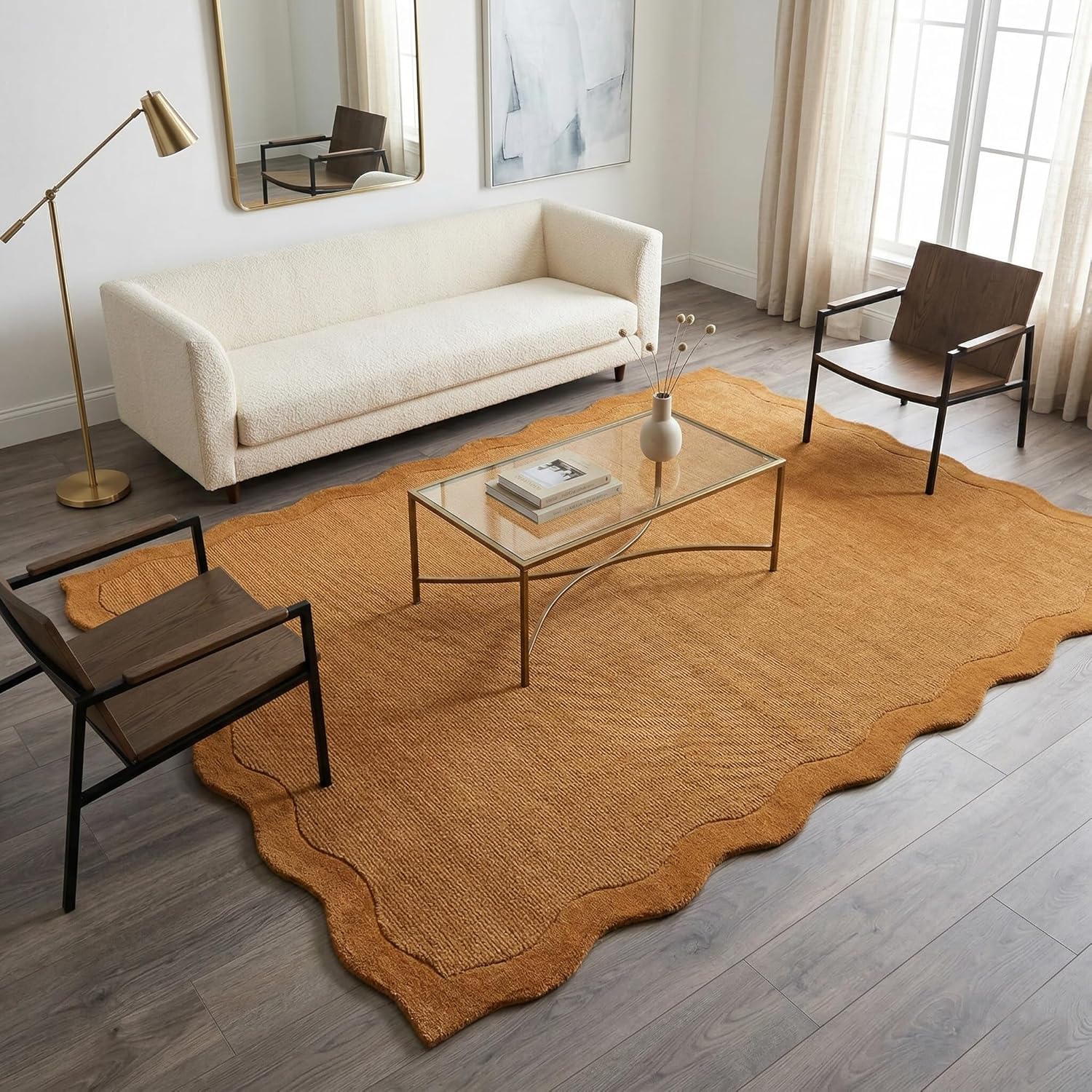 Organic Wave Edge Wool Area Rug