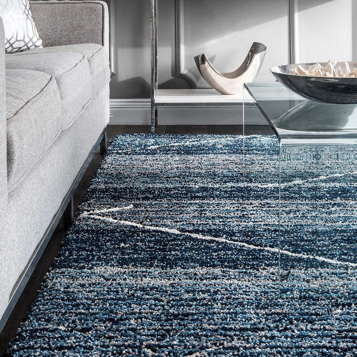 Navy Blue Diamond Trellis Rug