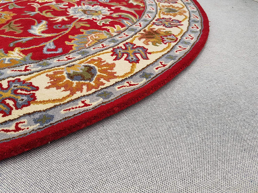 Export Quality Handmade Floral Woollen Round Carpet for Living Room