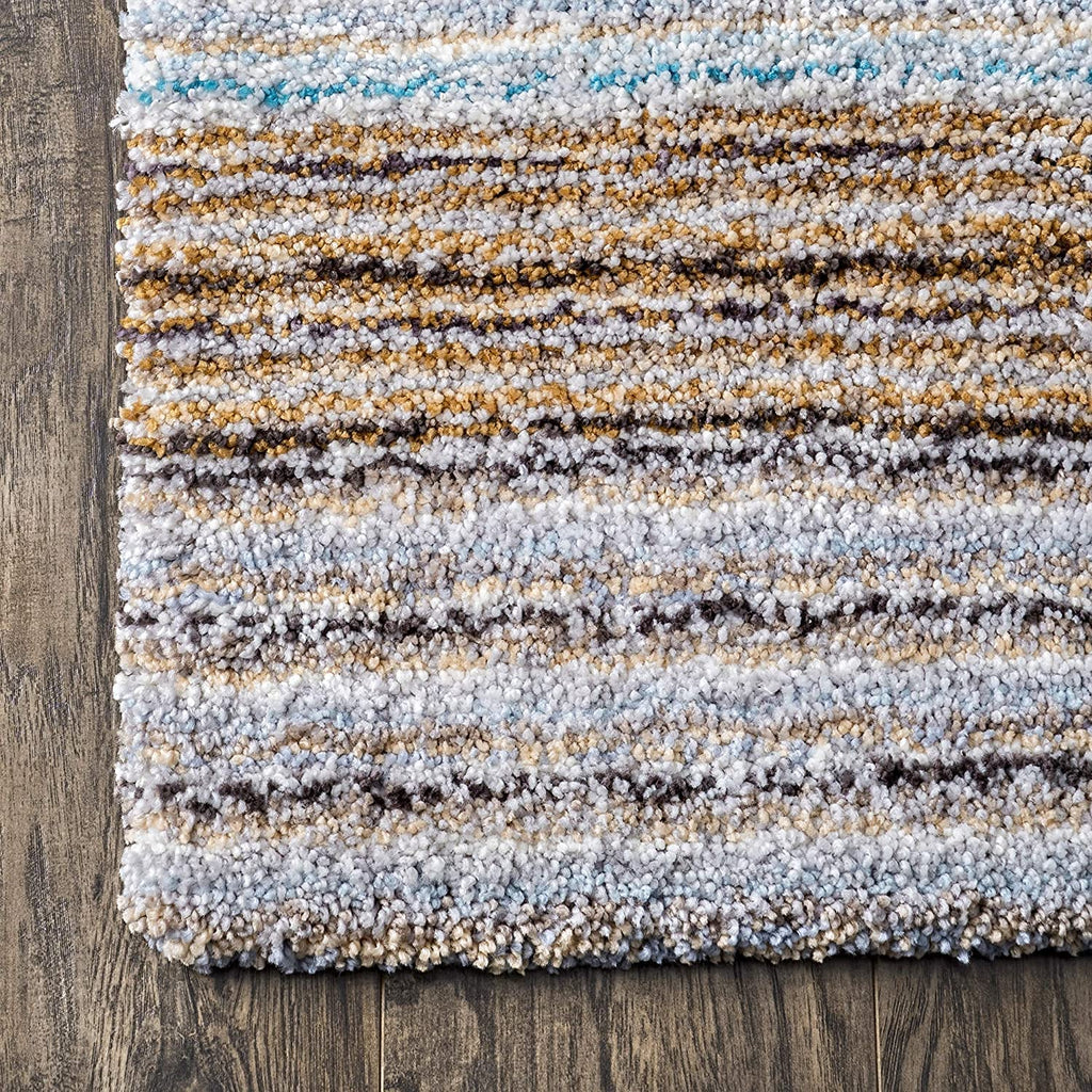Contemporary Neutral Striped Floor Carpet