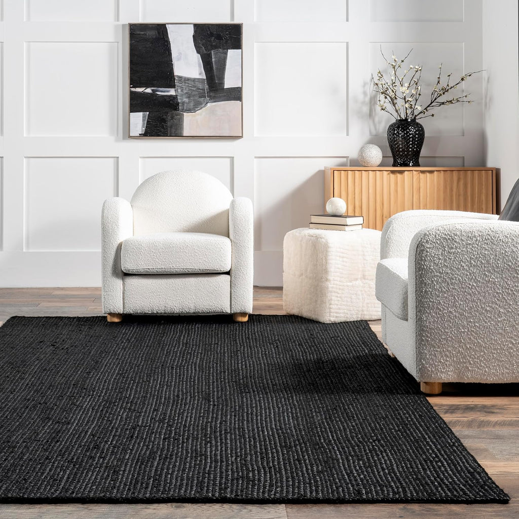 Black Braided Jute Rug