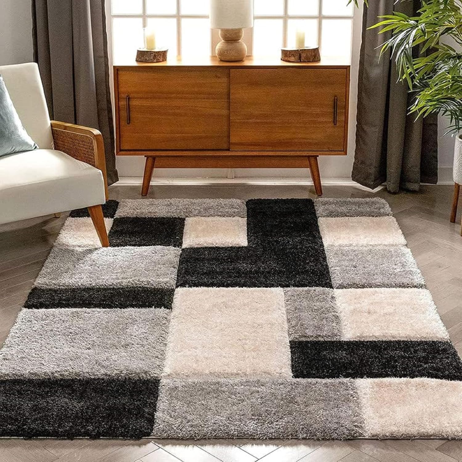 Cubist Mosaic Pattern Area Rug
