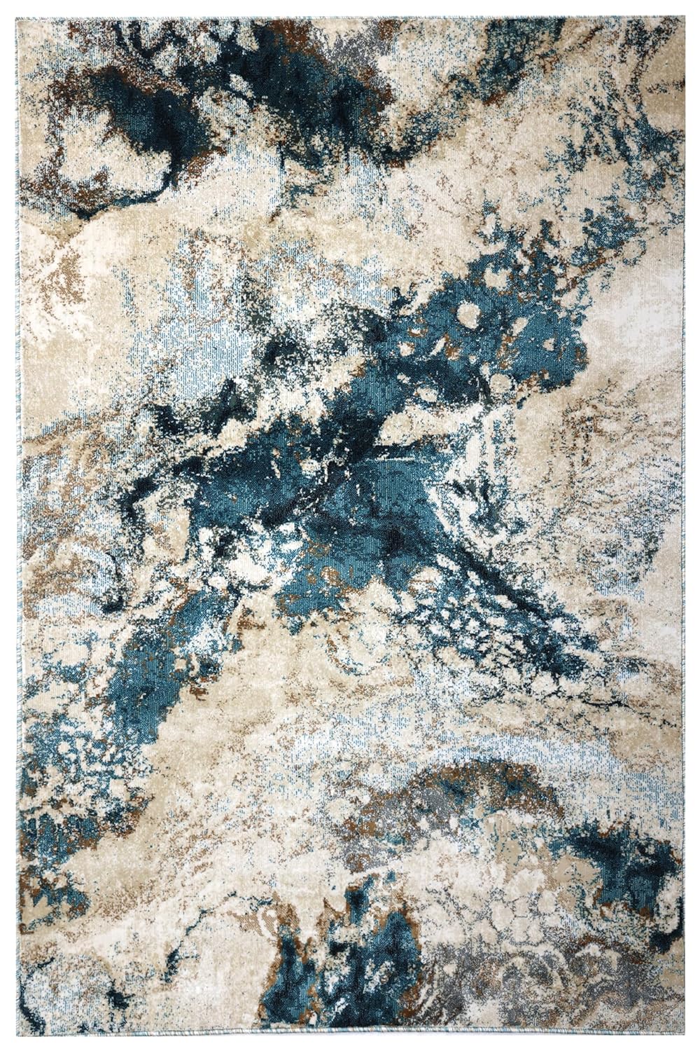 Abstract Fluid Motion Blue Area Rug