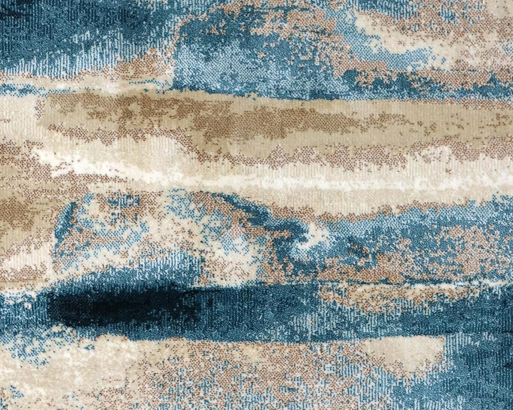 Modern Diagonal Brushstroke Blue Accent Rug