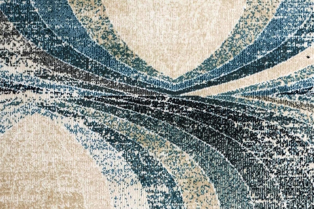 Contemporary Spiral Wave Pattern Designer Rug