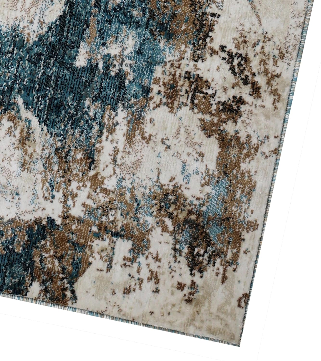 Modern Teal Gold Distressed Area Rug