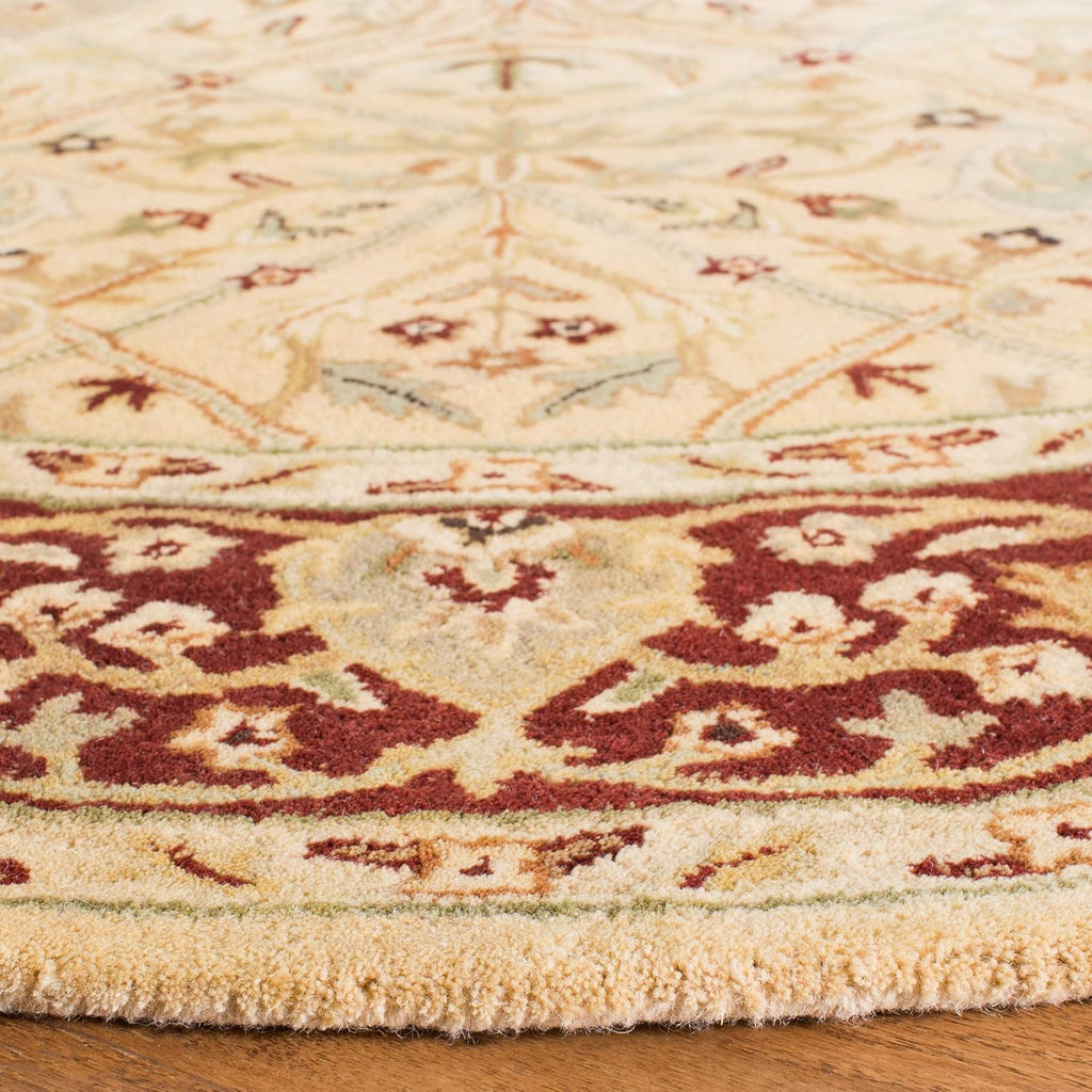 Export Quality Handmade Woollen Round Carpet – Timeless Floral Elegance